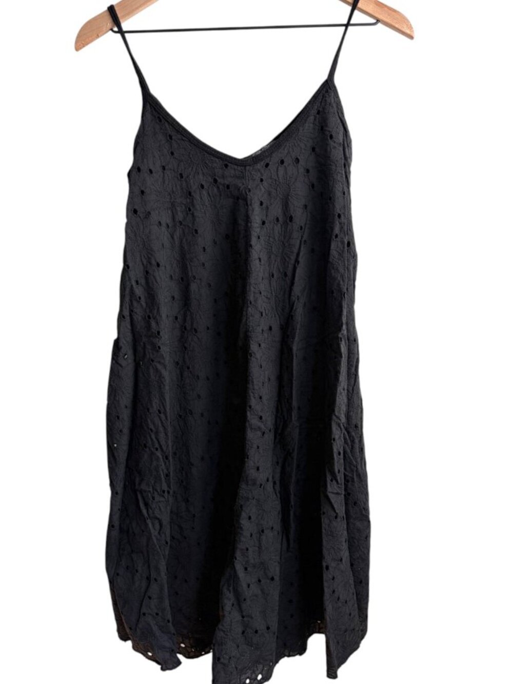 Bella Amore Black Eyelet Lace Dress Cotton Cami Dress Made in Italy Size S / M